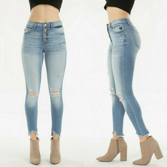 Kancan Light Wash High Rise Button Fly Skinny Jean - Picture 5 of 15